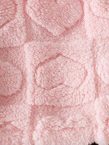 SHEIN 女宝宝休闲加厚抓绒格子提花连体衣套装 粉色 秋冬 - 粉色 - 查看 7