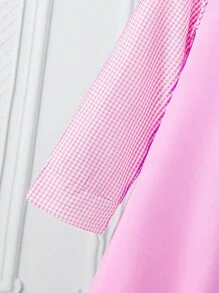 1pc Young Girl's Sweet Plaid Patchwork Long Sleeve Shirt Dress, With Hidden Zipper Design At Back, Comfortable & Cute Dress Suitable For Family Gathering, Outing, School And Other Occasions - Multicolor - View 4