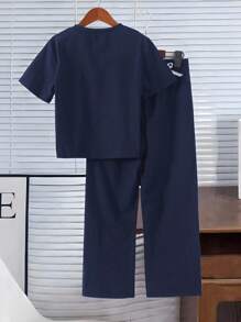 Genkimix Kids 女童休闲日常圆领短袖短款黑色T恤搭配3D蝴蝶结装饰和直筒宽松裤夏季套装