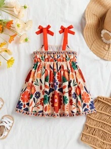 Travachic KIDS Babygirl 可爱花卉印花无袖夏季度假连衣裙 - 彩色 - 查看 2