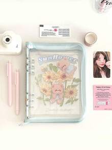 1PC Ins Style A5 Lily Dog Zipper Wrapped Handbook PVC6 Hole Loose Sheet Album, Student Storage Album - Nhiều màu - Xem 13