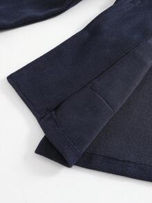 1 件男童羊毛纯海军蓝舒适夹克外套，适合旅行、日常穿着、秋冬、中长款