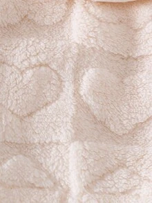 SHEIN 女婴粉色休闲厚羊毛格子提花连体衣套装，秋冬 - 杏色 - 查看 3