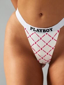 Missguided x Playboy 三角形 Bralette 内衣配套高腰内衣套装低胸现代设计柔软舒适松紧带 - 彩色 - 查看 5