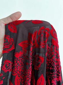 Flirla Elegant Floral Lace V-Neck Plus Size Bodycon Dress Fall Cloth For Women - Multicolor - View 6