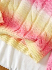 SHEIN Young Girls' Fashion Casual Chic Cute Minimalist Versatile Elegant Colorful Gradient Long Sleeve Knit Sweater, Soft & Comfortable, Suitable For Daily, Outdoor, Travel, Holiday, Home, Daycare, Autumn/Winter, Christmas, Back To School, Party Wear - Multicolor - View 9