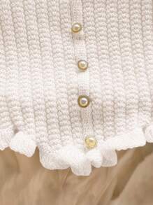 Soleia 女士浪漫休闲度假荷叶边单排扣针织吊带背心，外出上衣