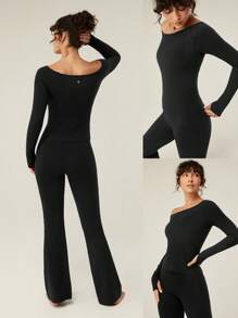 GLOWMODE FeatherFit™ 落肩长袖 T 恤 - 黑色 - 查看 7