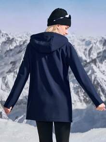 In My Nature Femeii culoare solidă lungime medie cu glugă casual în aer liber Windbreaker schi ținută femei ținute de zăpadă pentru femei femei jachetă de schi femei haine de schi femei jachete sport femei