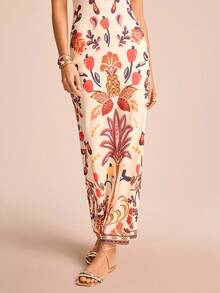 CAJUNI Women's Tropical Print Tie Shoulder Maxi Dress - Multicolor - View 4