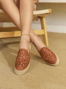 Styleloop Chocolate Women's Flat Woven Shoes, Bohemian Style, Suitable For Vacation, Halloween, Christmas, Party - Brown - View 6