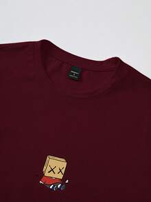 Claim Dot Slim Fit Men's Simple Fashion Casual Everyday T-Shirt - Burgundy - View 5