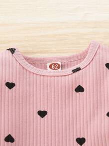 SHEIN Tuta Per Neonata Con Stampa Di Cuori A Manica Lunga E Pantaloni Jogger