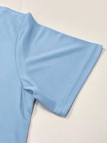 Manfinity Dauomo Men's Solid Color V-Neck Short Sleeve Casual T-Shirt, Summer - Baby Blue - View 3