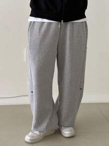 DAZY Pantalones de chándal casuales con cintura elástica, pantalones sueltos con cordón a la altura del tobillo para mujeres