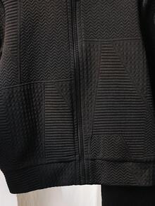 SHEIN 2 件套年轻男孩夹克和裤子套装，休闲学院风纹理面料夹克，适合返校、大学、秋冬季、假期、除夕、复古风格、圣诞节、新年 - 黑色 - 查看 8