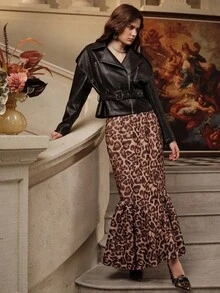 SHEIN Unity KF16285 秋季、秋冬季、外出、优雅、正式、时尚、新年、圣诞节、女士冬季外套、派对 - 棕色 - 查看 4