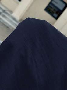 Siren Gaze Casual & Commute Solid Color Linen Thin Blazer In Fall/Winter Blue - Navy Blue - View 9