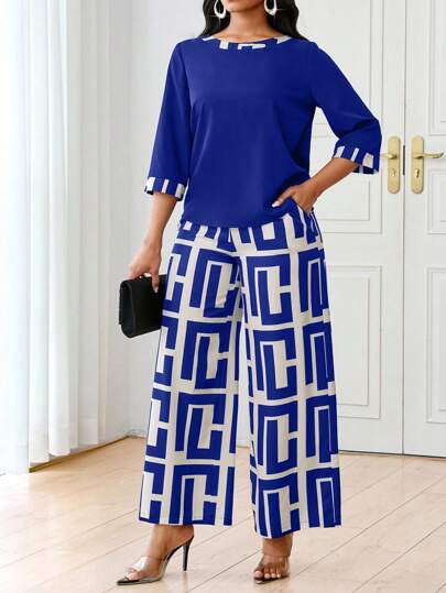 SHEIN Lady 春夏秋冬休闲优雅黑色针织V领喇叭纽扣短款长袖休闲优雅大码套装情人节新年女装夏季女装夏季