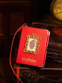 HARRY POTTER X SHEIN Book Shaped Foil Printed Box Design Shoulder Bag - Red - View 2