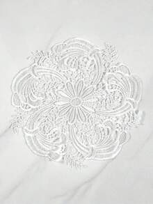 SHEIN 1pc Elegant White Velvet Lace Oval Tablecloth - Floral Pattern Polyester Tablecloth, Suitable For Dining, Coffee And Home Decor, Perfect For Holiday Table Setting, Dining Table Accessories - Butterfly Pattern - Decorative Texture, Dining Table Decor - Multicolor - View 8