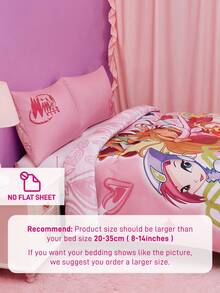 The Winx X SHEIN 3 件套女孩风格羽绒被套，柔软舒适，适合所有季节 - 彩色 - 查看 11