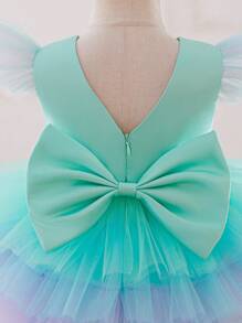 Glamorique Kids 4-Season Baby & Toddler Party Performance Birthday Dress, Cap Sleeve Round Neck Ombre Multi-Layer Tulle Puffy Princess Party Birthday Dress Baby Girl Pastel Rainbow Dress Baby Girl Tulle Dress Colorful Dress For Toddlers Girls Pastel Baby Princess Dress Baby Birthday Dress Fall Winter