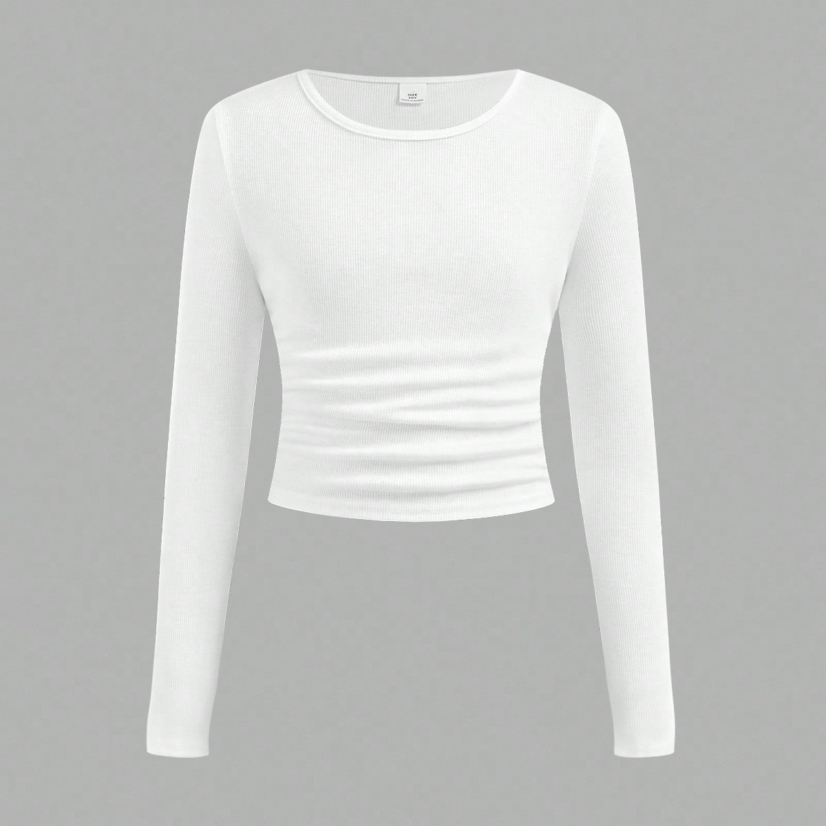 Blusa acanalada de talle corto de color sólido para niñas preadolescentes, para las cuatro estaciones