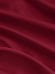 SHEIN MOD 大码女式酒红色裹身式领带蝴蝶结灯笼袖衬衫 - 酒紅色 - 查看 5