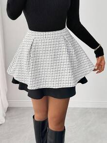 Rafferiza 女式法式厚面料双层半身裙 - 白色 - 查看 6