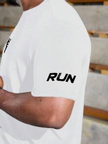 Gym Rark 大码男式牛头印花短袖运动T恤大码健身衫男士速干健身衫吸湿排汗运动衫 - 白色 - 查看 3
