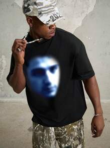 Manfinity ZONE917 Men's Street Halloween Holiday Phantom Figure Graphic T-Shirt - Black - View 4