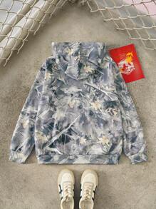 Discovery X SHEIN Women's Casual Everyday Leaf & Letter Graphic Street Hoodie