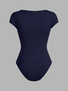 SHEIN EZwear Bộ 4 áo liền quần cổ tròn tay ngắn cho nữ, nhiều màu, thích hợp cho mùa hè - Nhiều màu - Xem 12