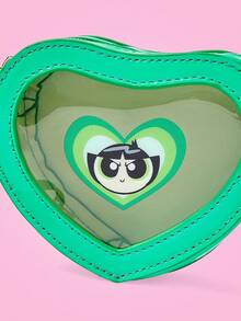 THE POWERPUFF GIRLS X SHEIN Buttercup Pattern Green Fashionable Portable Handheld Kawaii Large Capacity Coin Purse - Green - View 4