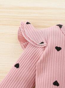 SHEIN Tuta Per Neonata Con Stampa Di Cuori A Manica Lunga E Pantaloni Jogger