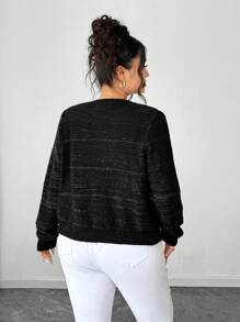 Elenzga Colección Kooky Elegance (Vibes de Woe Is Me)(Estética del miércoles) Elegante suéter de cárdigan vintage de manga larga y corto con cuentas para mujeres de talla grande, casual y de negocios, para otoño/invierno