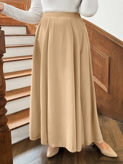 Women Casual Plain Color Long Skirt, Autumn