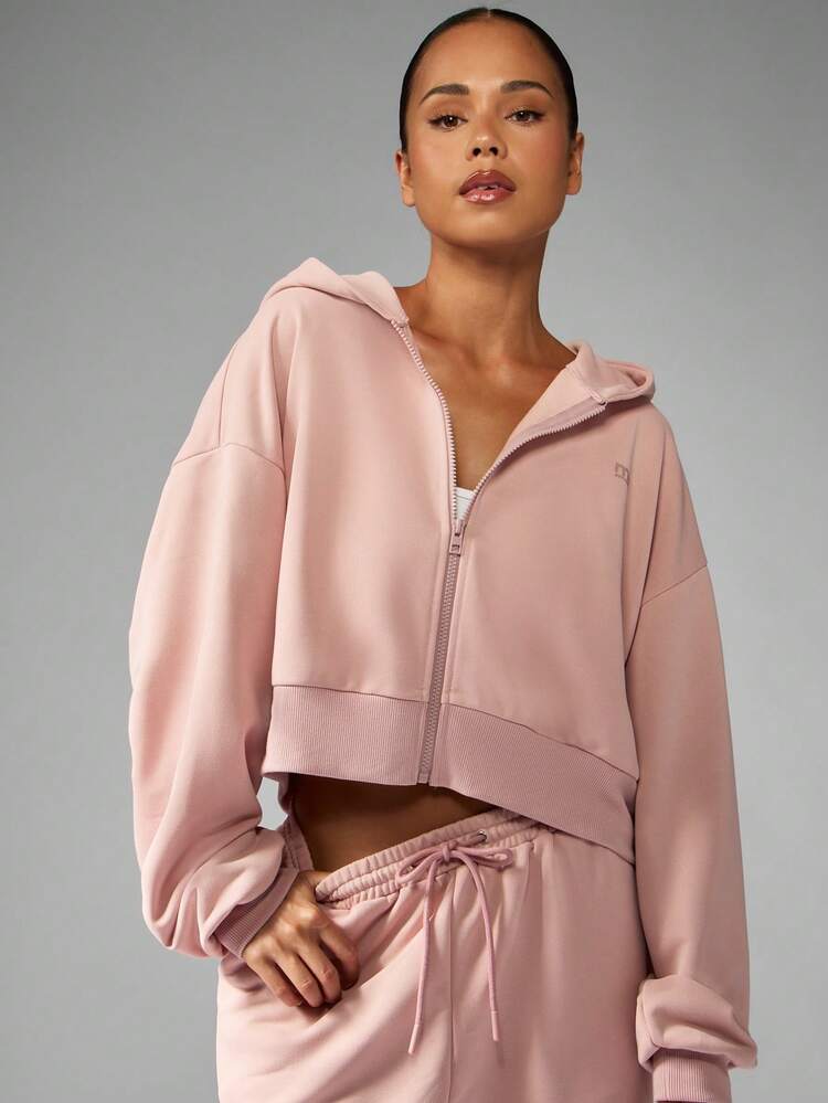 MISSGUIDED Cropped Full Zip Hoodie With Drawstring And Ribbed Hem