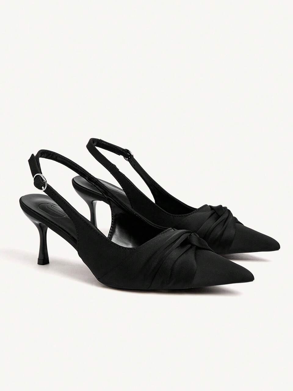 CUCCOO CHICEST Women's Pointed Toe Twist Knot Mid Heel Pumps, Elegant Romantic Sexy Fashion Gothic Black Satin High Heels, Dress Shoes For Afternoon Tea, Date, Work, Party, Formal Occasions, Halloween, Christmas, Thanksgiving Elegant Shoes Wedding Shoes Summer Shoes Bride Shoes