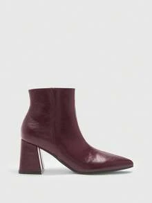 CUCCOO BIZCHIC Botas de tacón alto de color borgoña de moda para mujer - Burdeos - Ver 2
