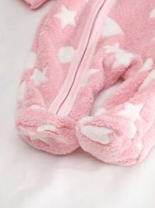 رومبير نوم وبيجامة للأطفال حديثي الولادة مريحة وكاجوال يومية، مطبوعة بنجوم وقلوب باللونين الوردي والأبيض - متعدد الألوان - مشاهدة 5