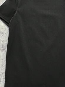 SHEIN Teen Boys' Casual Comfortable Solid Color All-Match Short Sleeve Top - Black - View 5