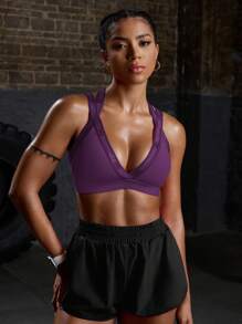 Powerista Red Violet Push Up Sports Bra With Supportive Straps For Gym And Workout - Red Violet - View 5