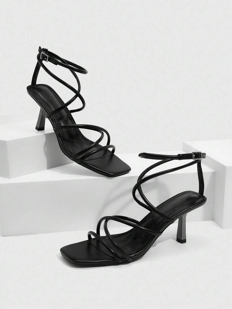 CUCCOO SZL Pre-Woven Women's Fashion Square Toe High Heel Sandals