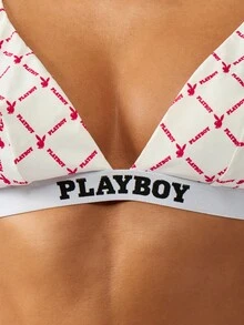 Missguided x Playboy 三角形 Bralette 内衣配套高腰内衣套装低胸现代设计柔软舒适松紧带 - 彩色 - 查看 3