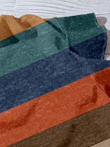 EMERY ROSE 大码女式休闲条纹印花衬衫，适合夏季海滩度假 - 彩色 - 查看 5