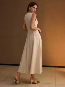 MOTF PREMIUM 褶皱拉链连衣裙 - 杏色 - 查看 3