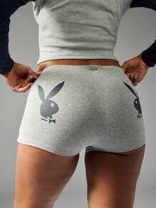 Missguided x Playboy Christmas Ribbed Knit Raglan Sleeve Top With Matching Shorts - Multicolor - View 4