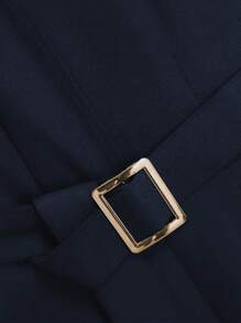 Franclia 女式盖袖连体裤，女式印花拼布连体裤 - 藏蓝色 - 查看 3